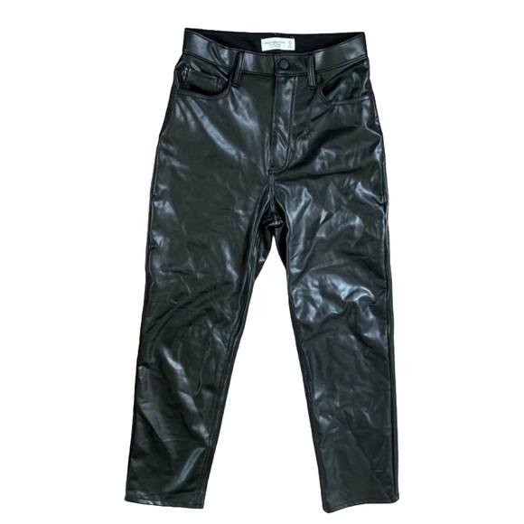 Abercrombie & Fitch Women's The Ankle Straight Ultra High Rise Leather Pants [S] - Picture 4 of 9
